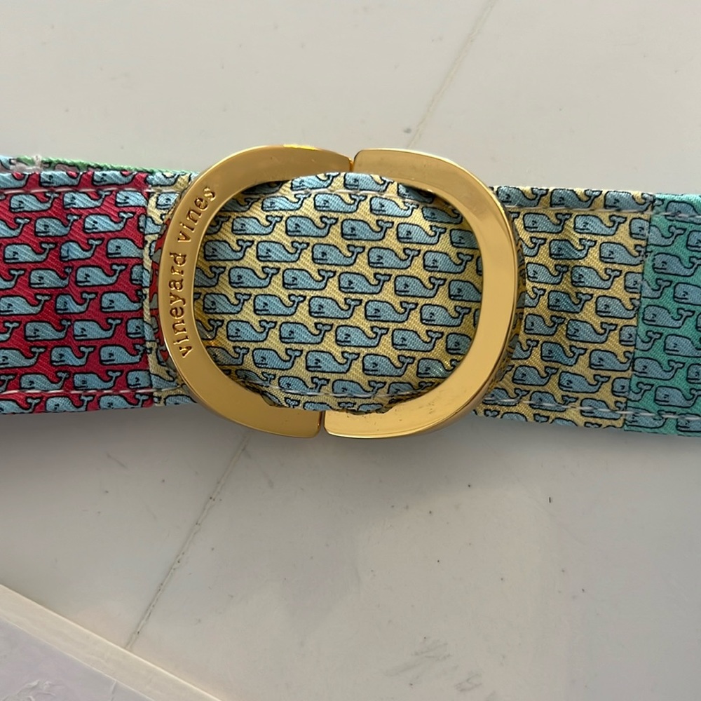 NWT Classic D ring patchwork vineyard vines belt M